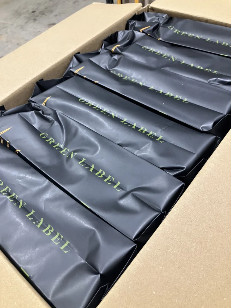 Bags packed in a carton, ready to go out