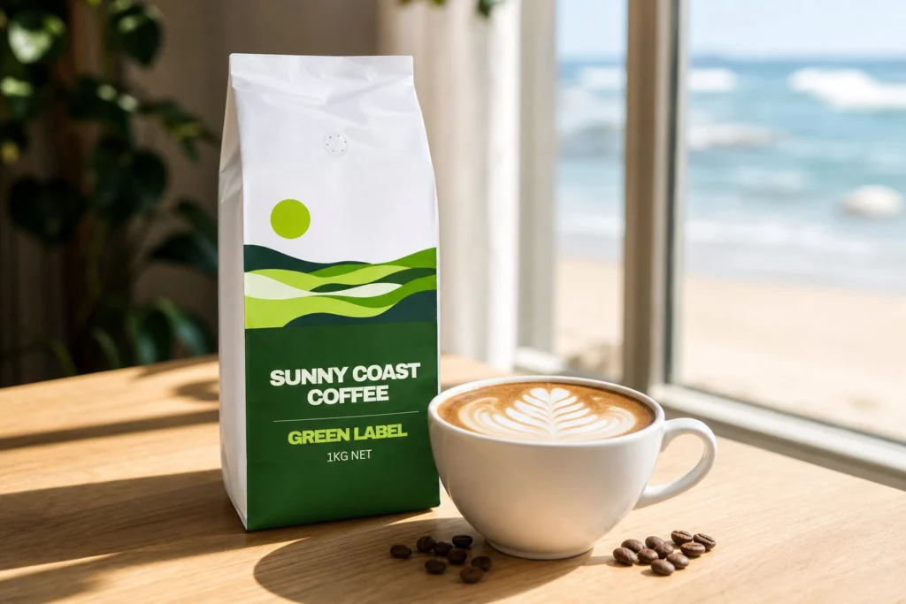 A flat white made with Green Label